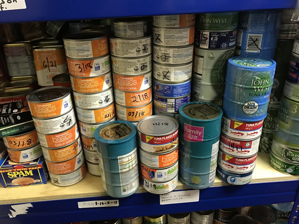 Stocked shelves in the store room