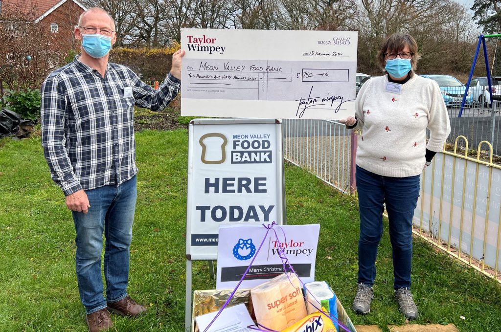 Taylor Wimpey delivered food donations and a very welcome cheque.